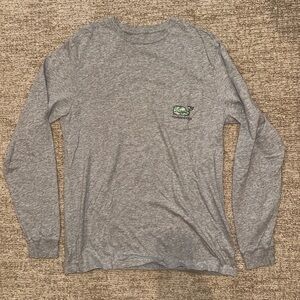 Vineyard Vines Gray Long Sleeve Shirt- Camo Whale Graphic